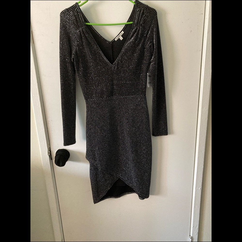 Black and silver shimmery mini dress. Size small.